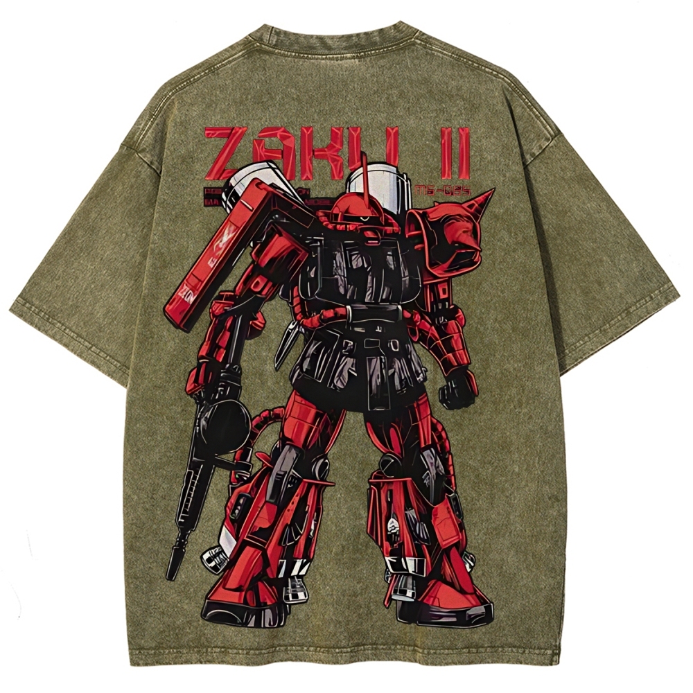 Gundam Mobile Suit Zaku II MS-065 | Unisex Fit Washed T-Shirt 2512000828