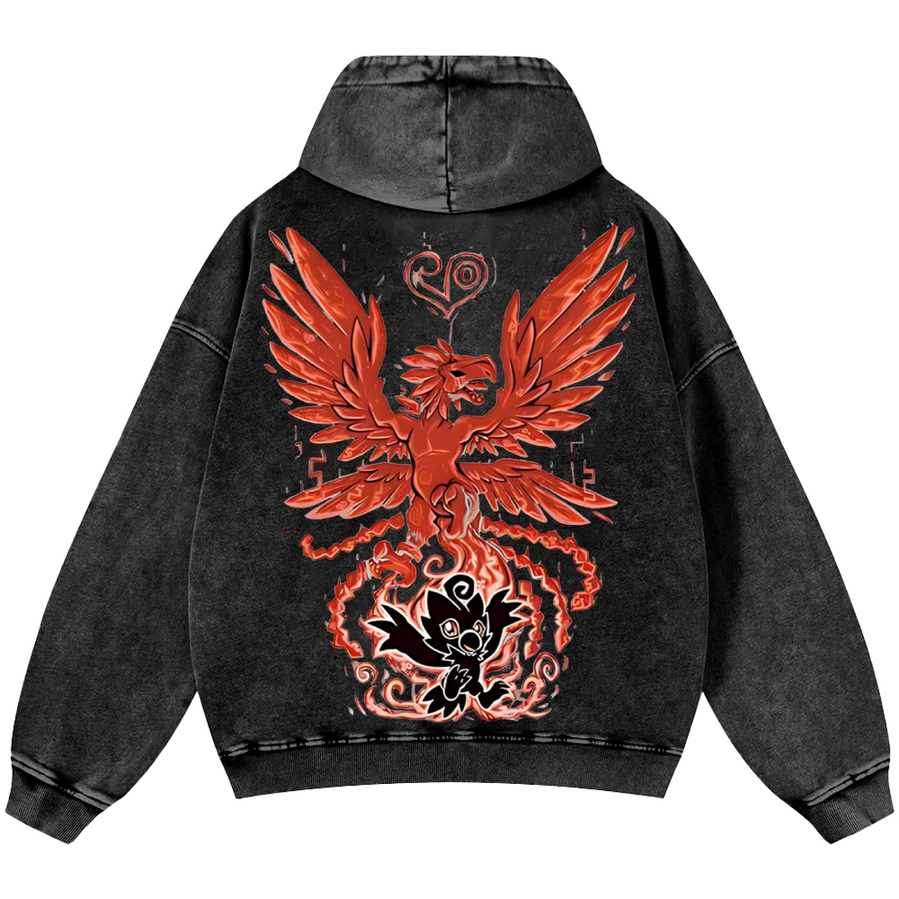 WarGreymon Digimon Adventure | Unisex Casual Printed Double-sided Washed Hoodie