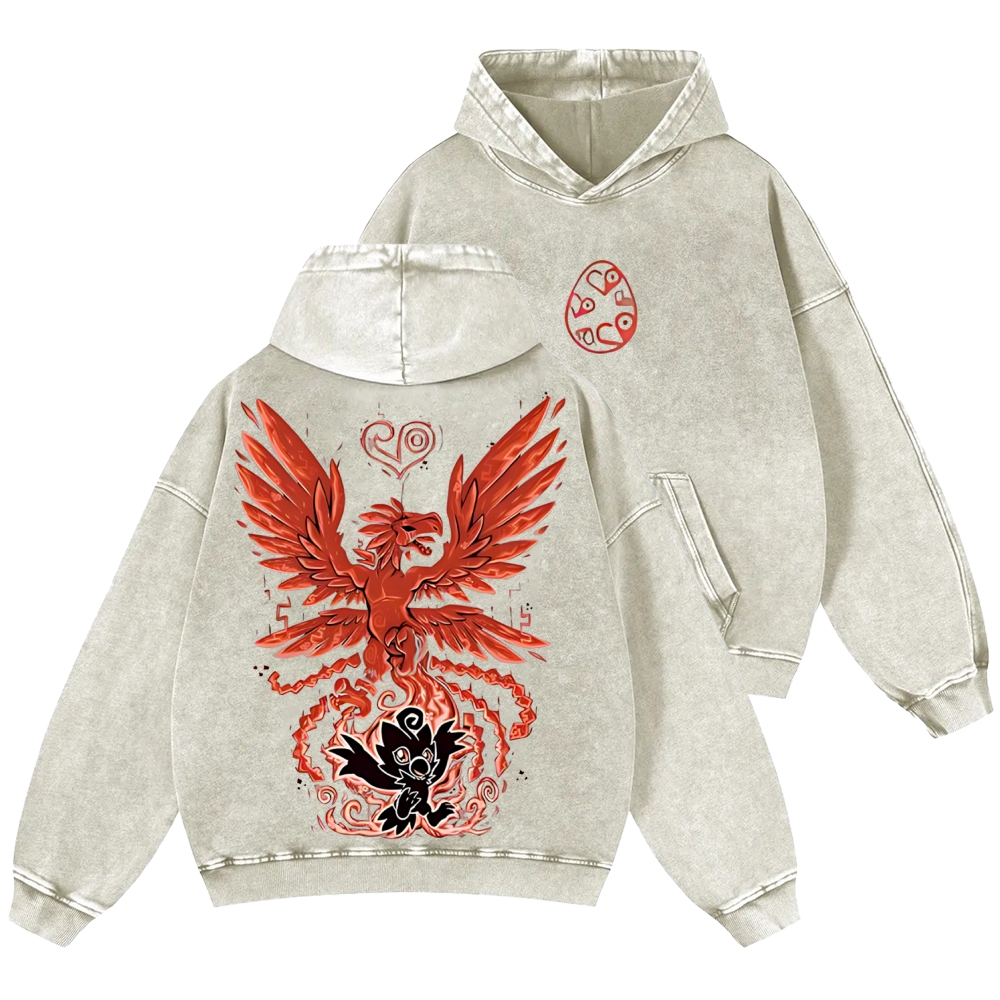 WarGreymon Digimon Adventure | Unisex Casual Printed Double-sided Washed Hoodie