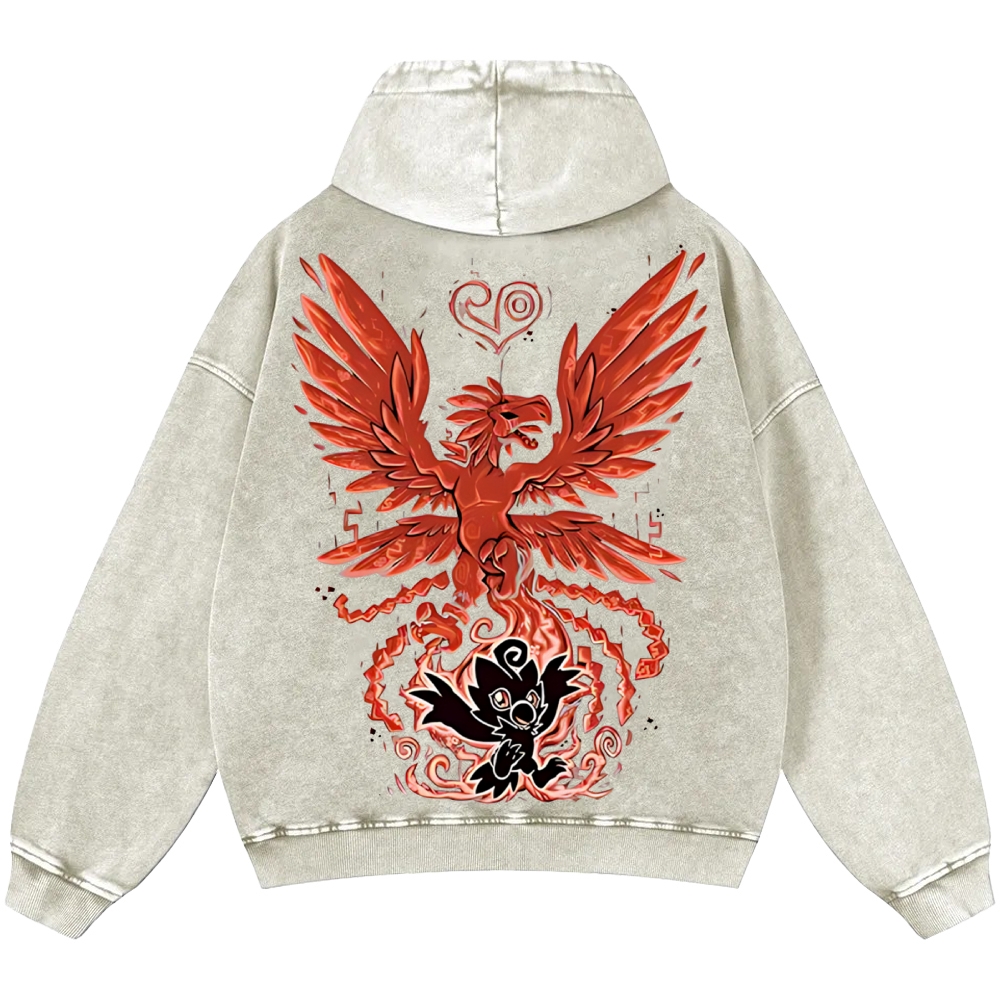 WarGreymon Digimon Adventure | Unisex Casual Printed Double-sided Washed Hoodie