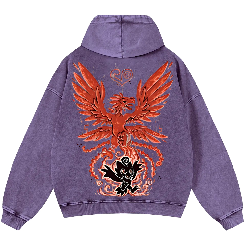 WarGreymon Digimon Adventure | Unisex Casual Printed Double-sided Washed Hoodie