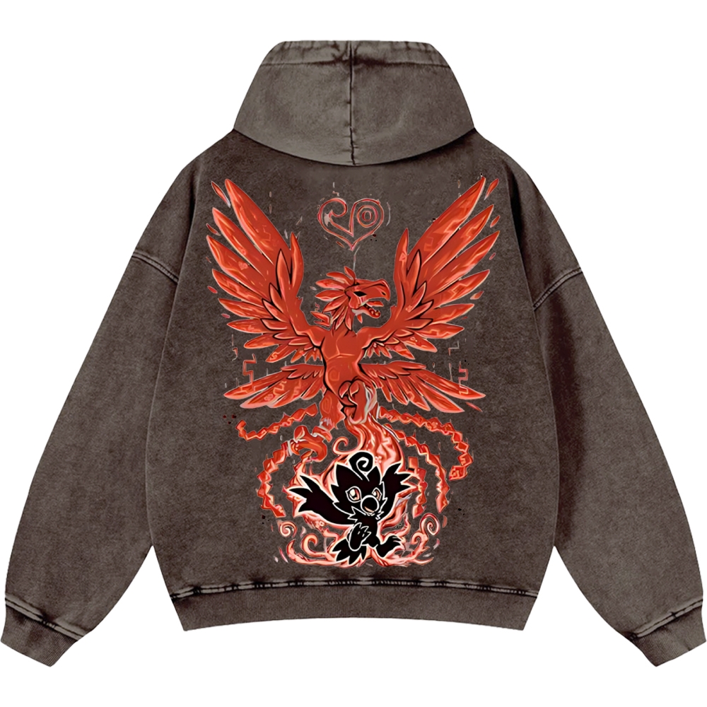 WarGreymon Digimon Adventure | Unisex Casual Printed Double-sided Washed Hoodie