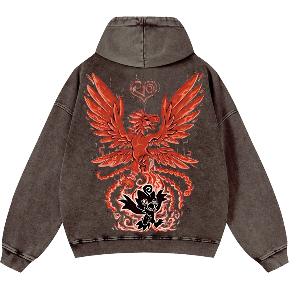 WarGreymon Digimon Adventure | Unisex Casual Printed Double-sided Washed Hoodie