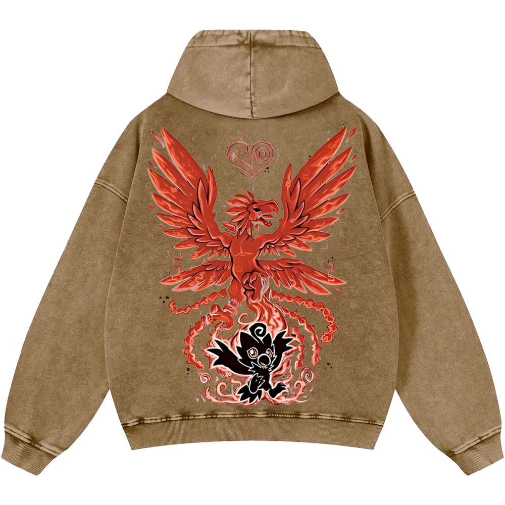 WarGreymon Digimon Adventure | Unisex Casual Printed Double-sided Washed Hoodie