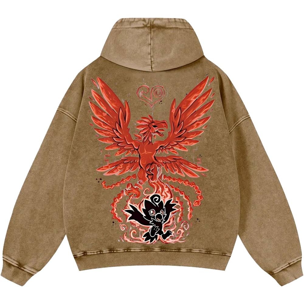 WarGreymon Digimon Adventure | Unisex Casual Printed Double-sided Washed Hoodie