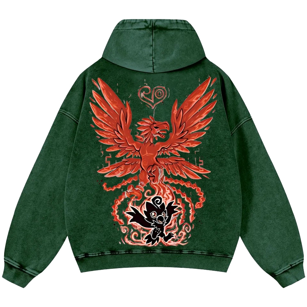 WarGreymon Digimon Adventure | Unisex Casual Printed Double-sided Washed Hoodie