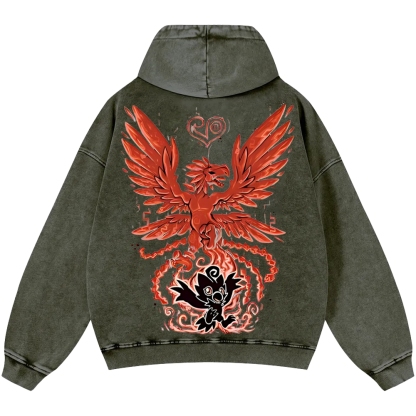 WarGreymon Digimon Adventure | Unisex Casual Printed Double-sided Washed Hoodie