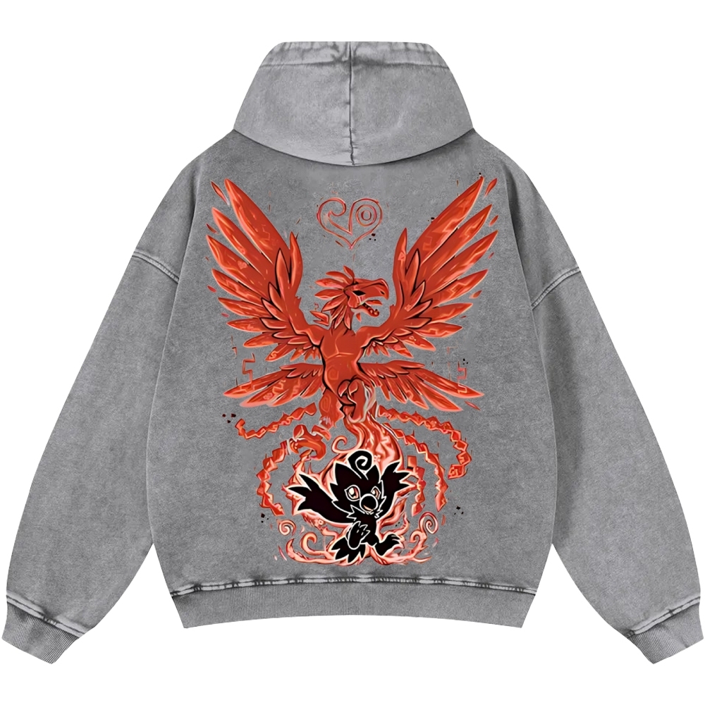 WarGreymon Digimon Adventure | Unisex Casual Printed Double-sided Washed Hoodie