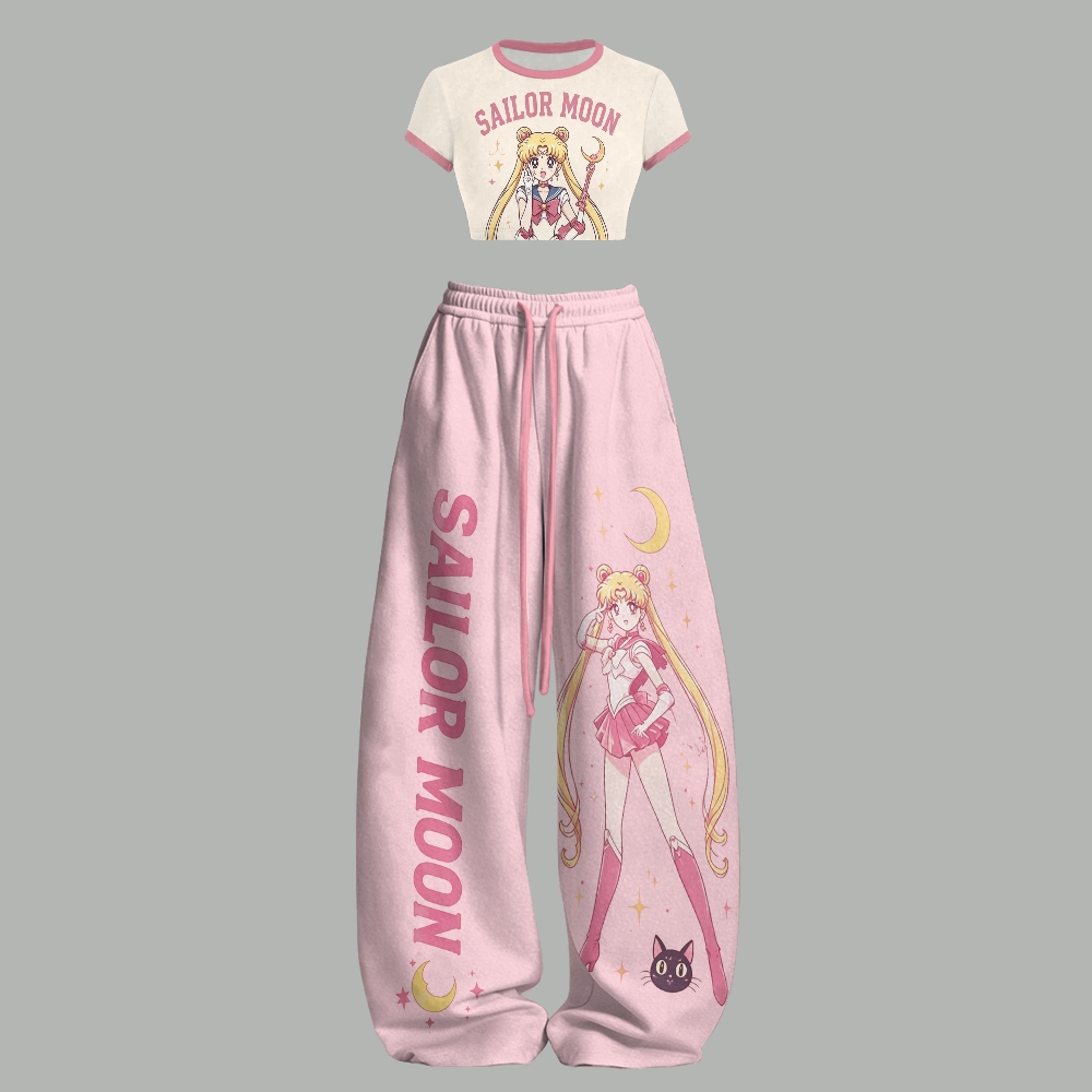 Sailor Moon Women T-Shirt  & Elasticated Trousers Two-Piece Set
