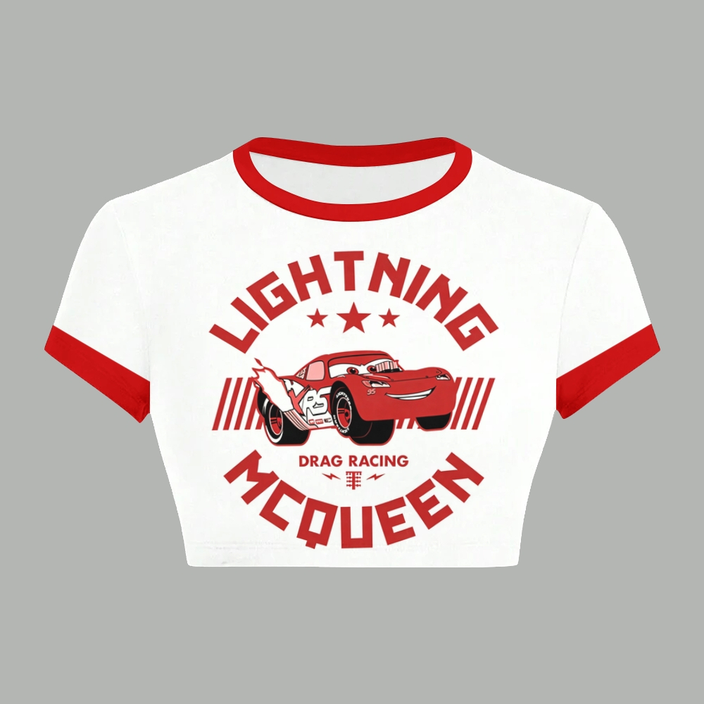 Pixar Cars Lightning McQueen Racing Women T-Shirt  & Elasticated Trousers Two-Piece Set