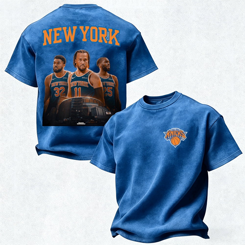 New York Knicks Printed Unisex Pure Cotton Washed T-Shirt