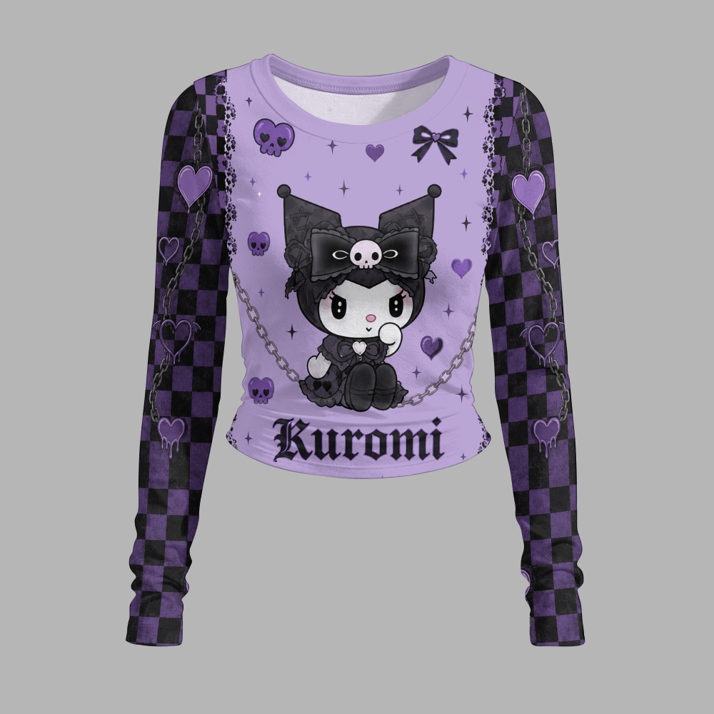 Kuromi Long-sleeved double-layer stretch pants set