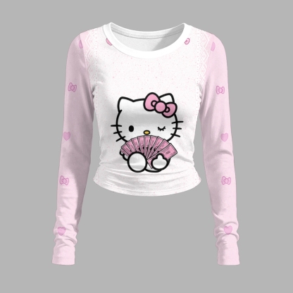 Hello Kitty Long-sleeved double-layer stretch pants set