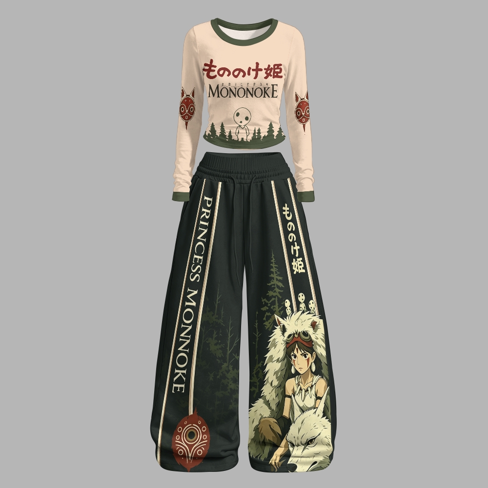 Princess Mononoke Long-Sleeved Double-Layer Stretch Pants Set