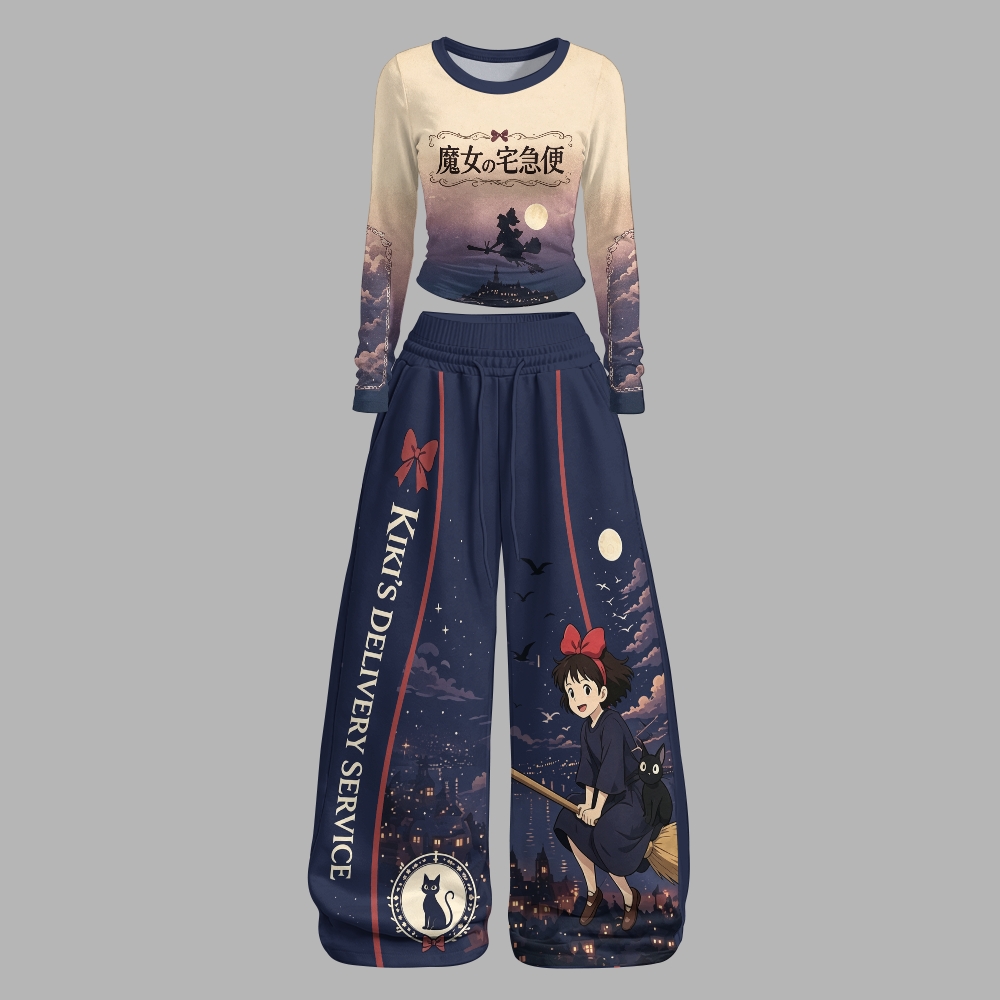 Kiki's Delivery Service Long-Sleeved Double-Layer Stretch Pants Set