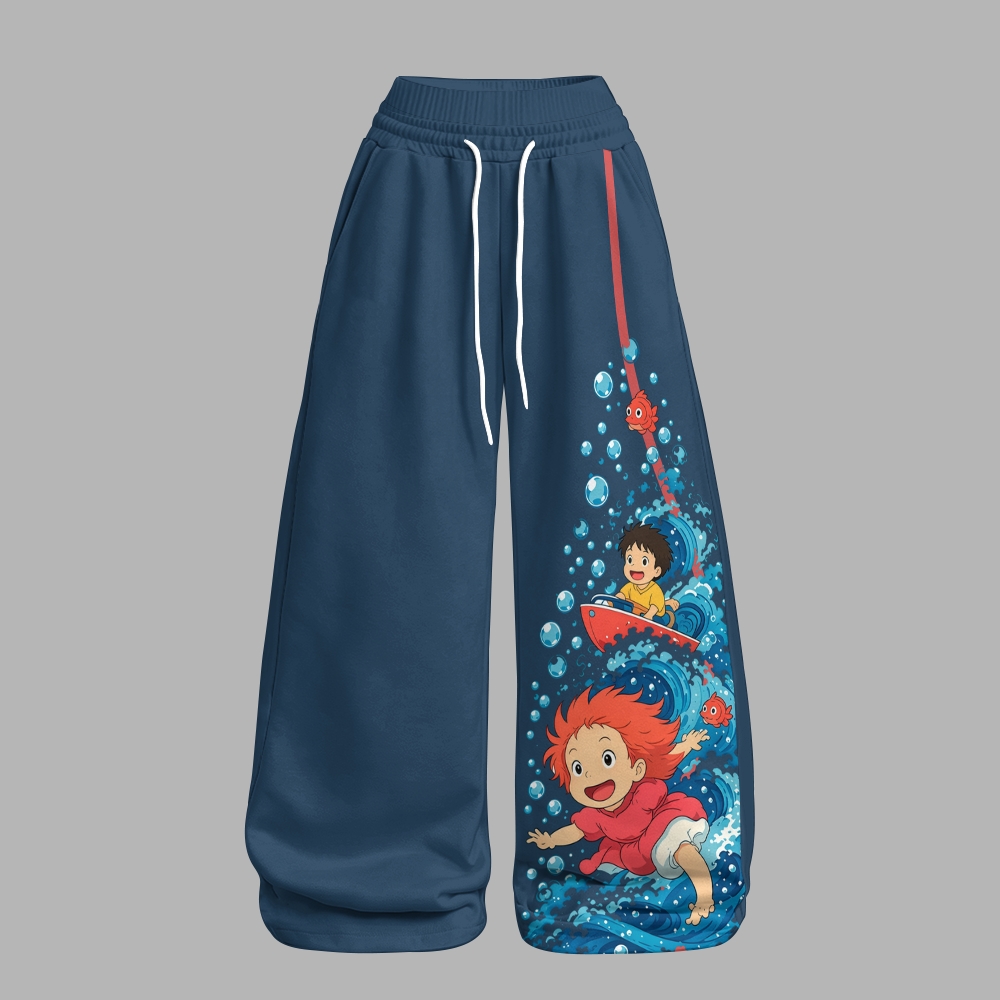 Ponyo on the Cliff Long-Sleeved Double-Layer Stretch Pants Set