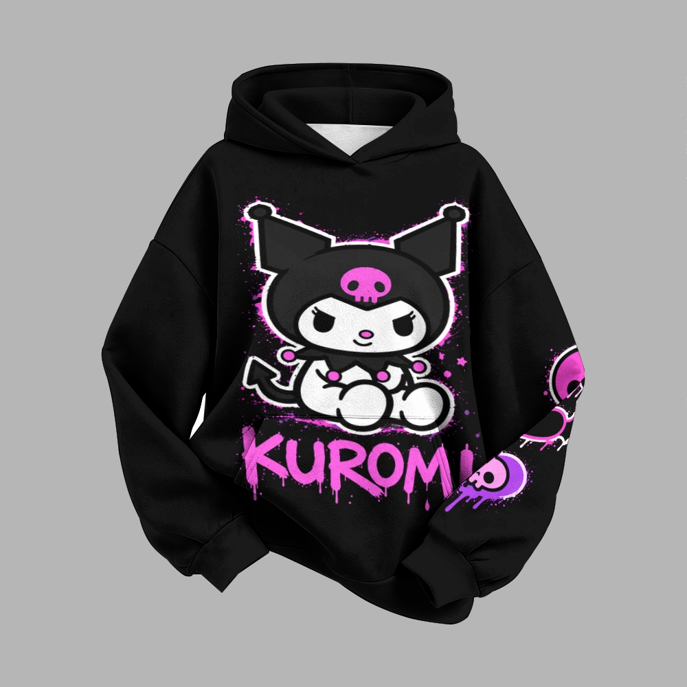 Kuromi-Vintage Plush Hoodie set