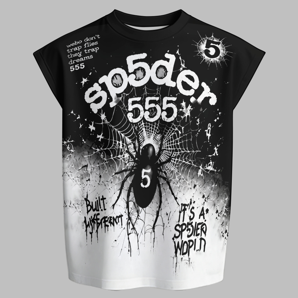 Spider Sleeveless Tank Top & Wide Leg Pants Two-Piece Streetwear Set