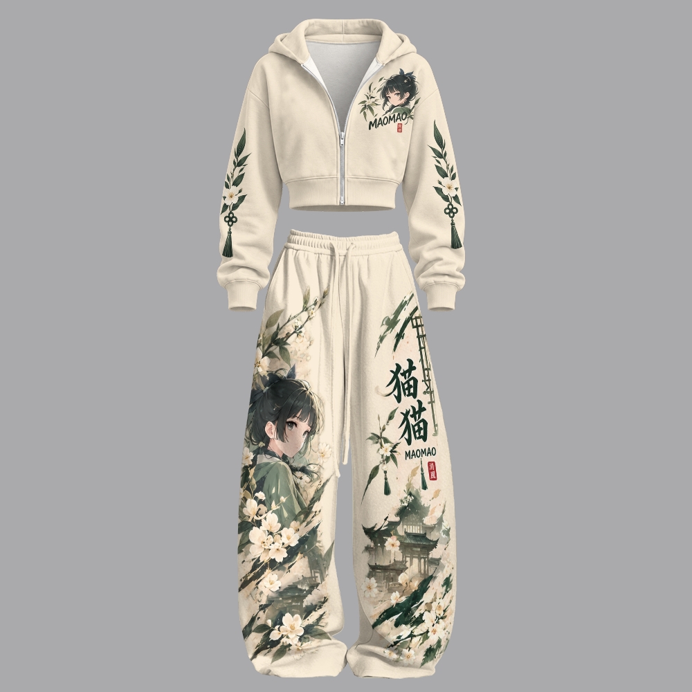 The Apothecary Diaries - Unisex Loose-Short zip-up sweatshirt set