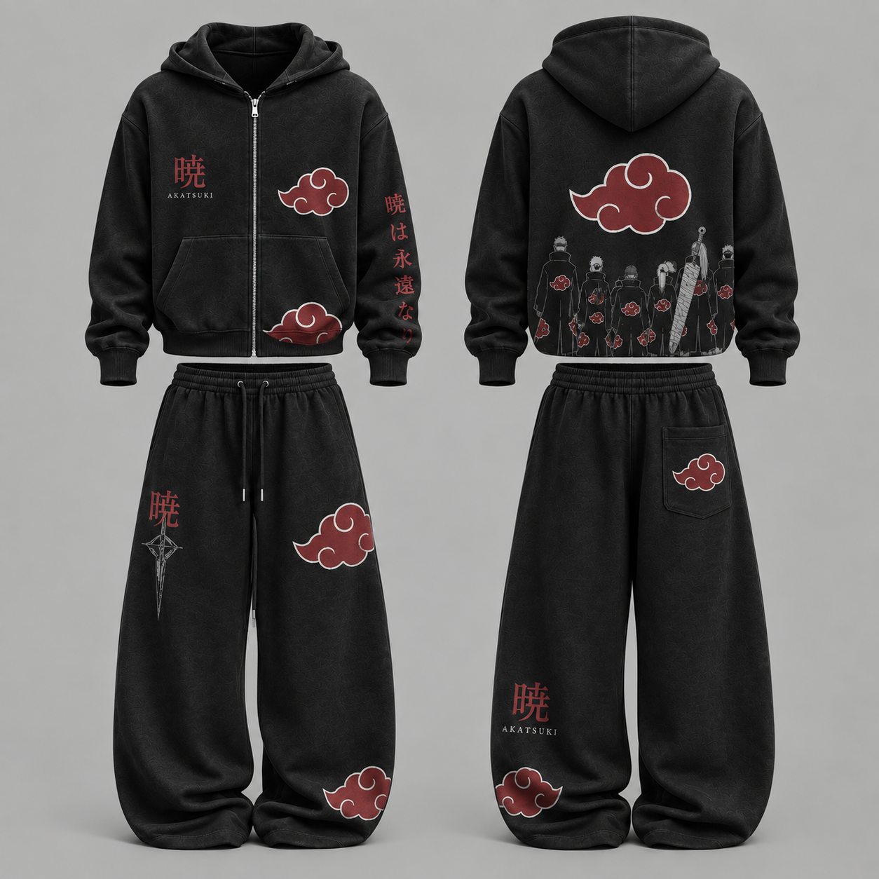 Naruto - Unisex Zipper Hooded Sweatshirt Set