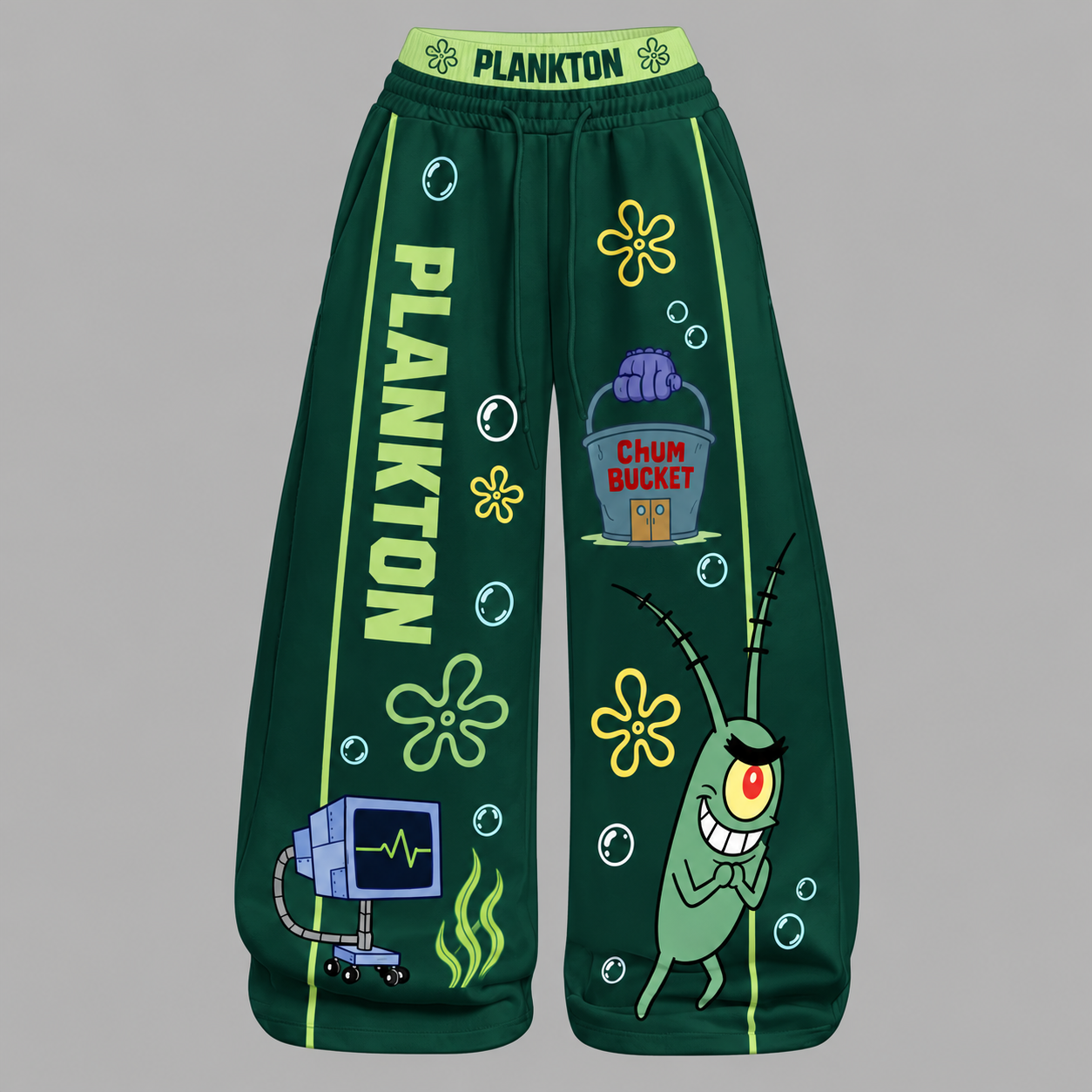 Sheldon J. Plankton SpongeBob SquarePants Long-Sleeved Double-Layer Stretch Pants Set