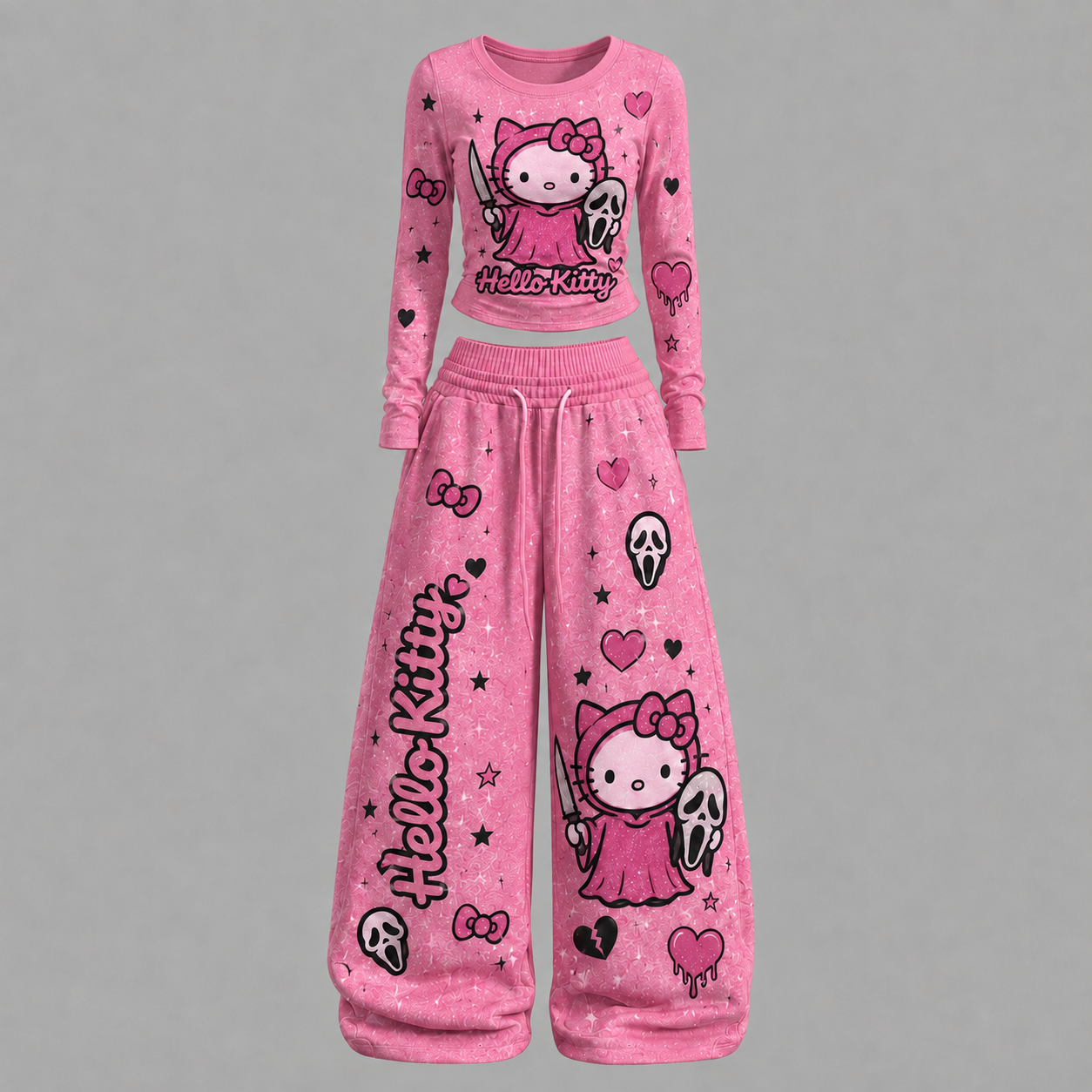 Hello Kitty Long-sleeved double-layer stretch pants set