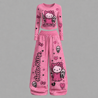 Hello Kitty Long-sleeved double-layer stretch pants set