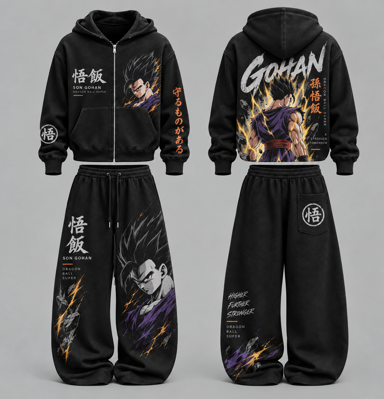 Dragon Ball Z Master Roshi- Unisex Zipper Hooded Sweatshirt Set