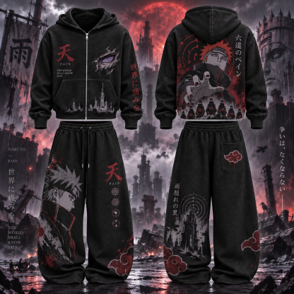 Naruto Pain- Unisex Zipper Hooded Sweatshirt Set
