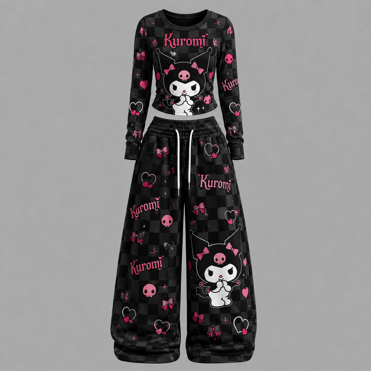 Kuromi Long-sleeved double-layer stretch pants set