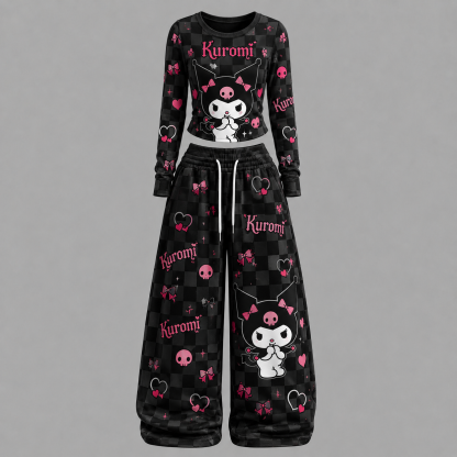 Kuromi Long-sleeved double-layer stretch pants set