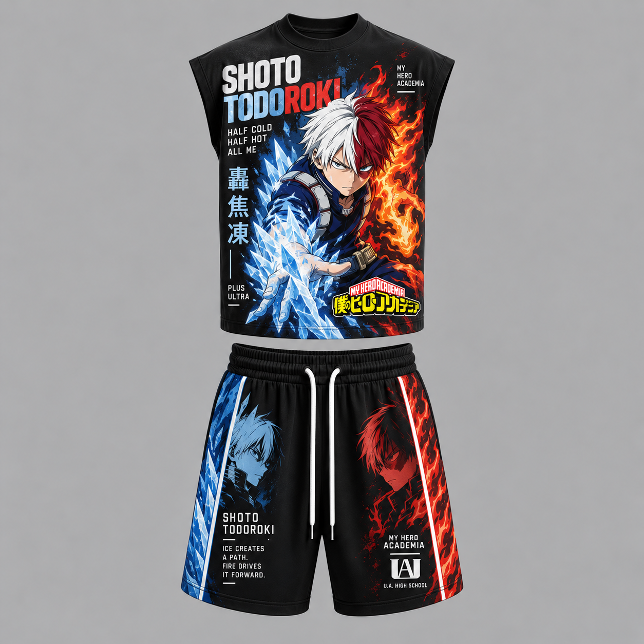 My Hero Academia Shoto Todoroki Sleeveless Tank Top & Shorts Two-Piece Streetwear Set