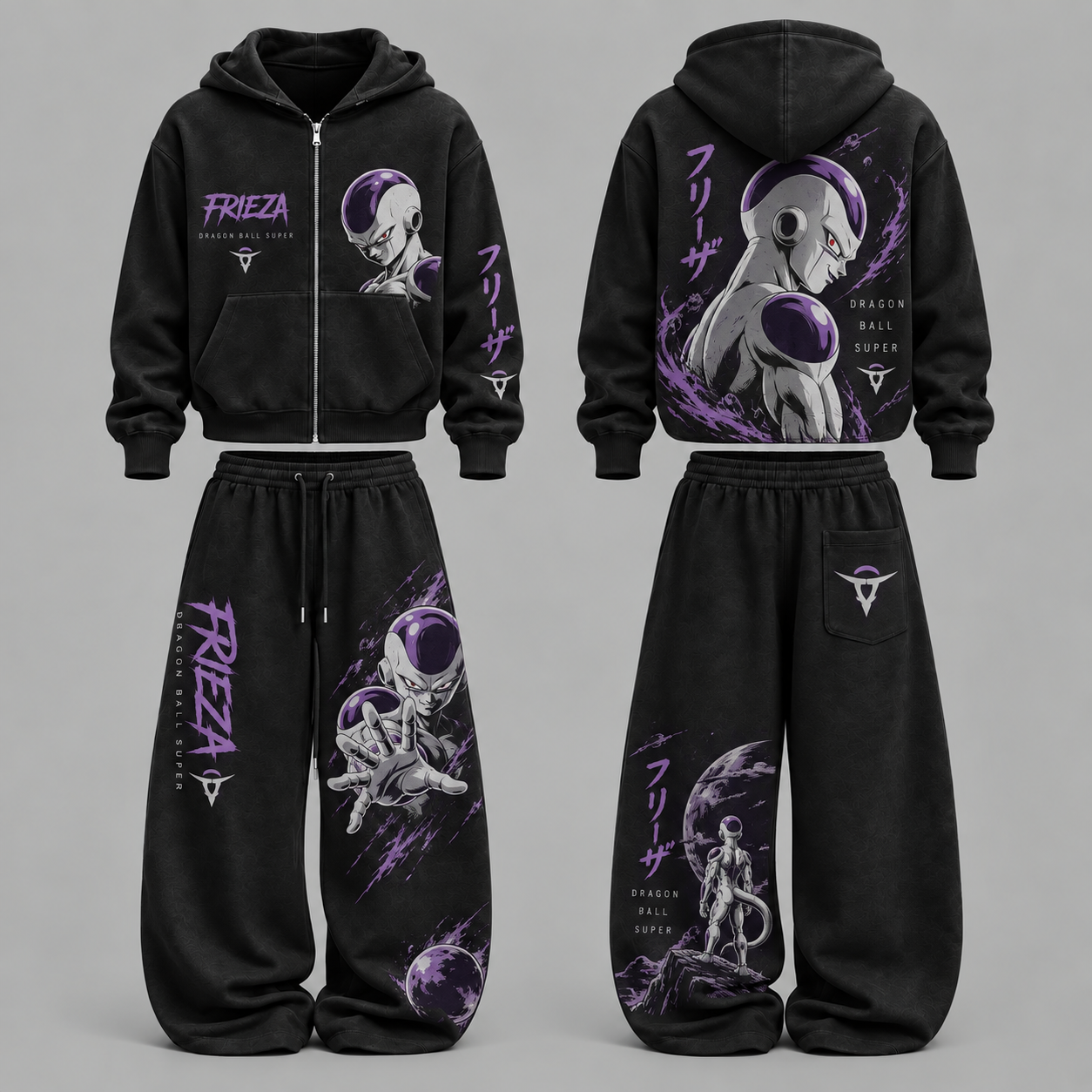 Dragon Ball Z Frieza- Unisex Zipper Hooded Sweatshirt Set