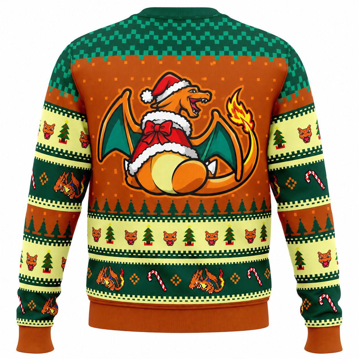 Pokemon Eating Candy Cane Charizard Ugly Christmas Sweater
