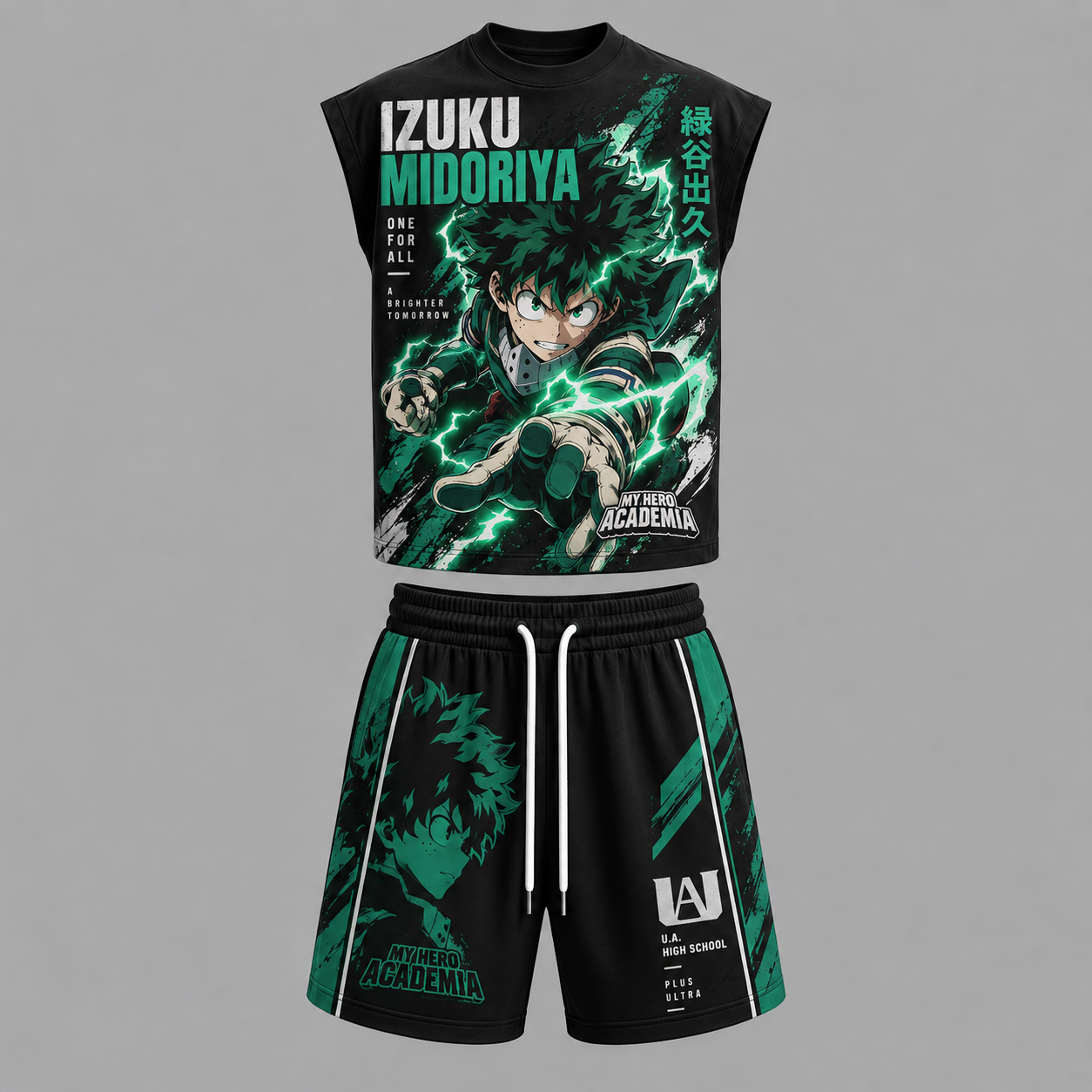My Hero Academia Izuku Midoriya Deku Sleeveless Tank Top & Shorts Two-Piece Streetwear Set