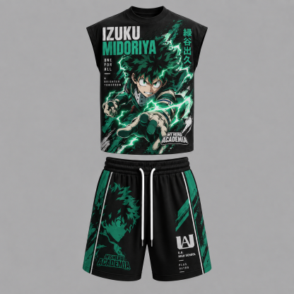 My Hero Academia Izuku Midoriya Deku Sleeveless Tank Top & Shorts Two-Piece Streetwear Set