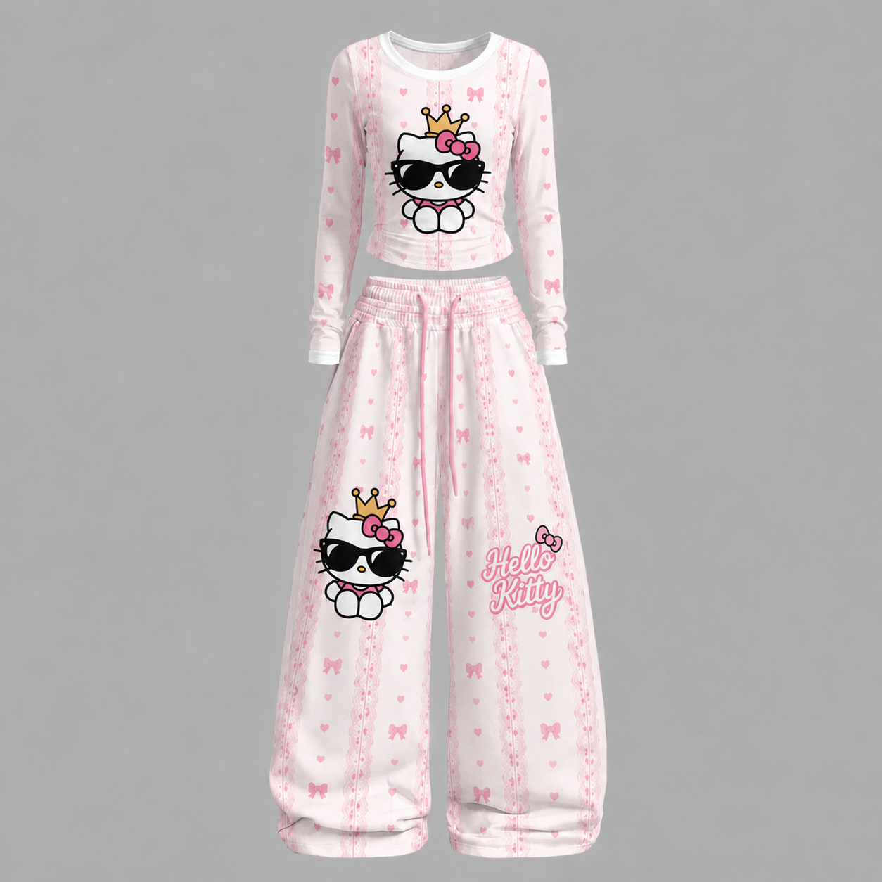 Hello Kitty Long-sleeved double-layer stretch pants set