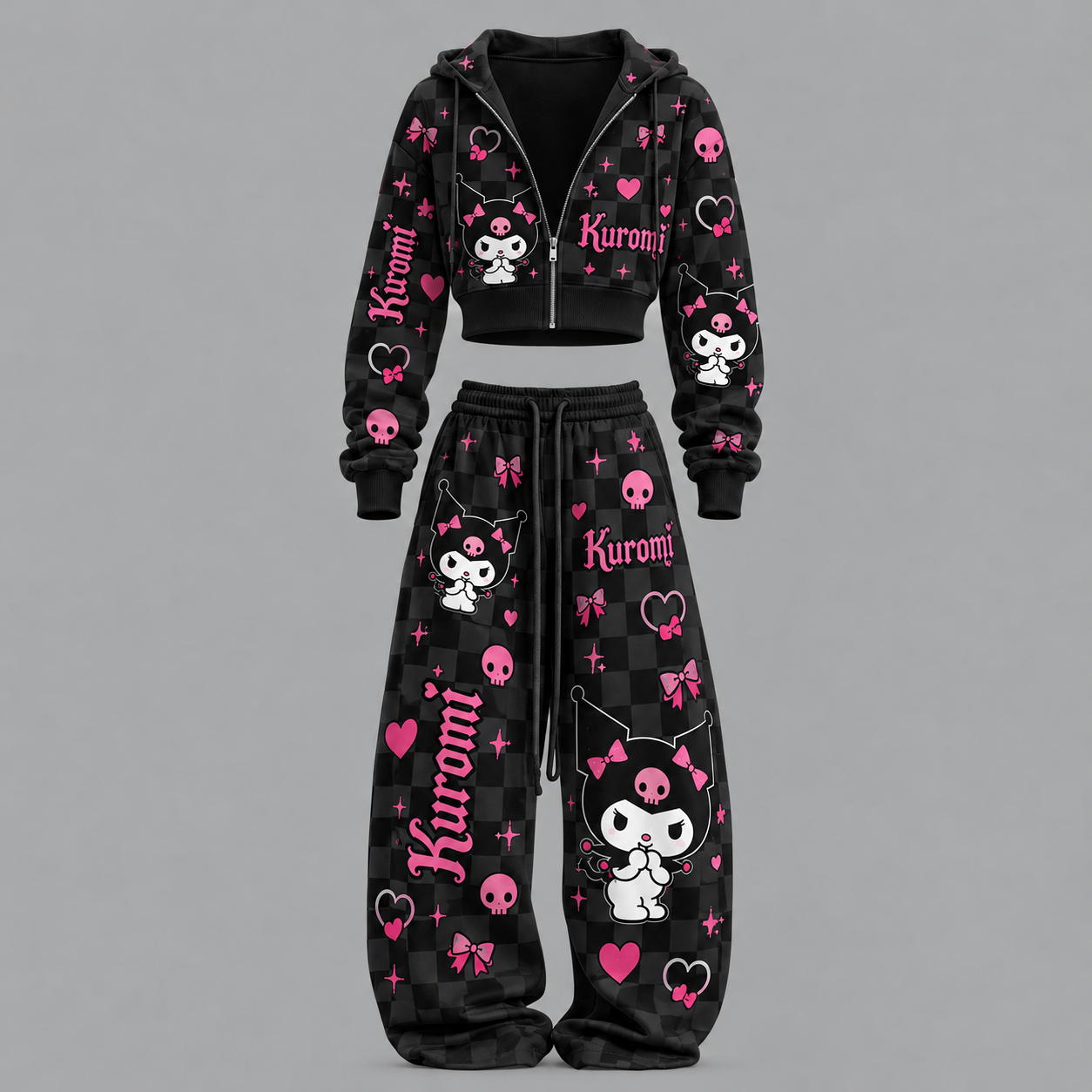 Sanrio Kuromi -Short zip-up sweatshirt set