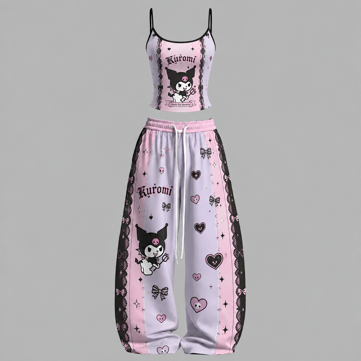 Kuromi Top & Elasticated Trousers Two-Piece Set