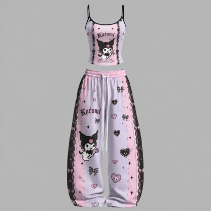 Kuromi Top & Elasticated Trousers Two-Piece Set
