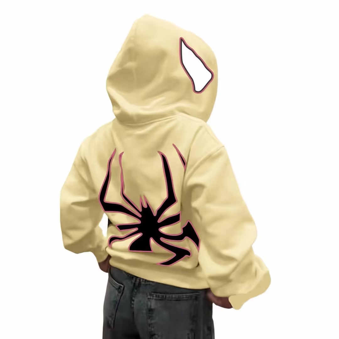 Spiderman Eye Mask Couple Hoodies Best Material- Y2K Streetwear Graphic Zip-Up Sweatshirt for Men and Women