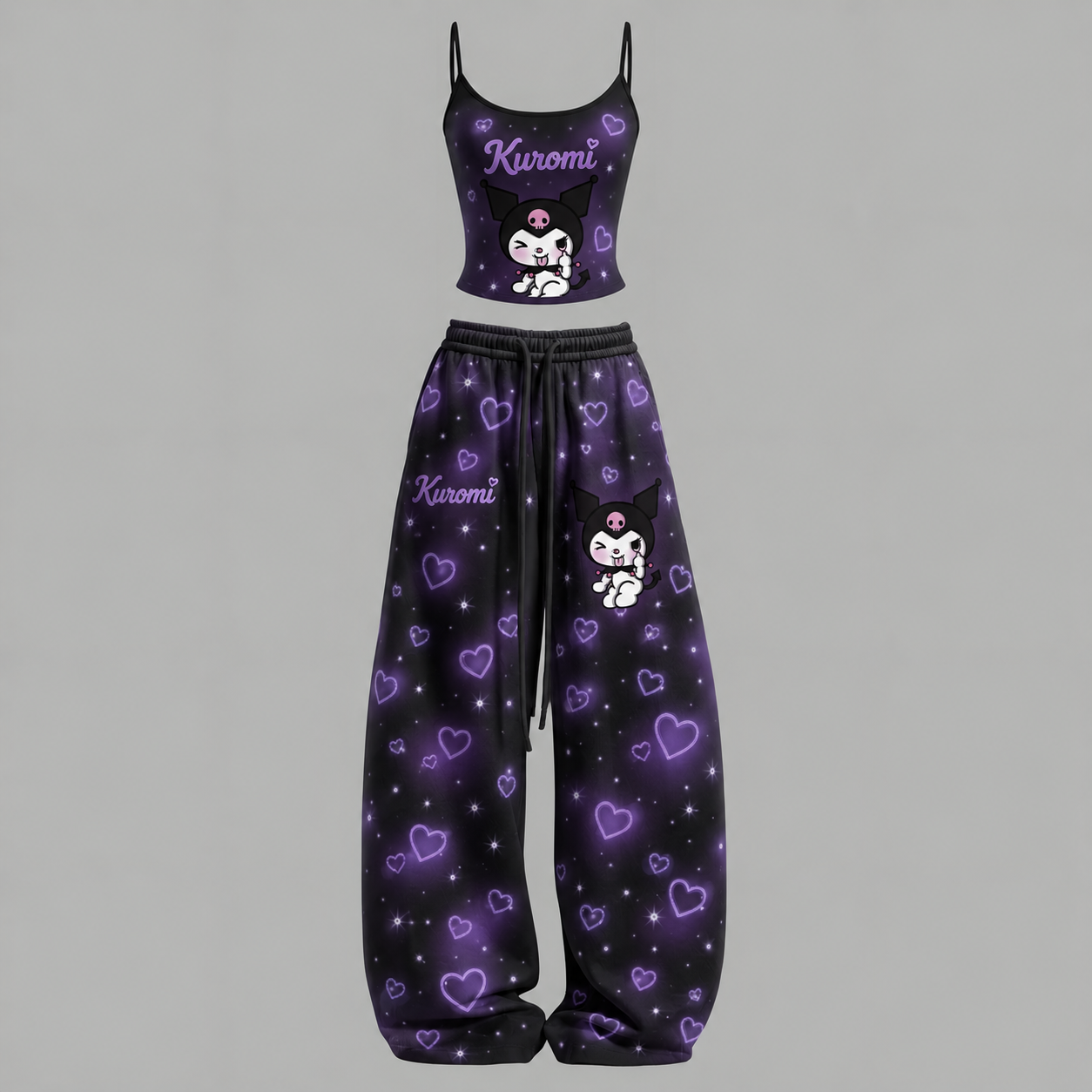 Kuromi Top & Elasticated Trousers Two-Piece Set