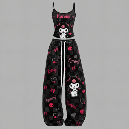 Kuromi Top & Elasticated Trousers Two-Piece Set