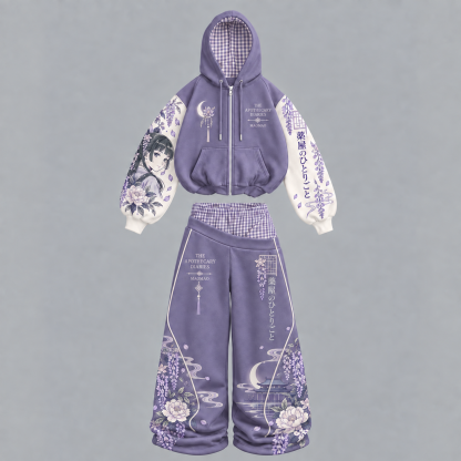 The Apothecary Diaries Maomao & Jinshi Wisteria Moon Hoodie & Wide-Leg Pants Set