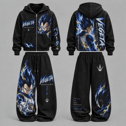 Dragon Ball Z Vegeta- Unisex Zipper Hooded Sweatshirt Set