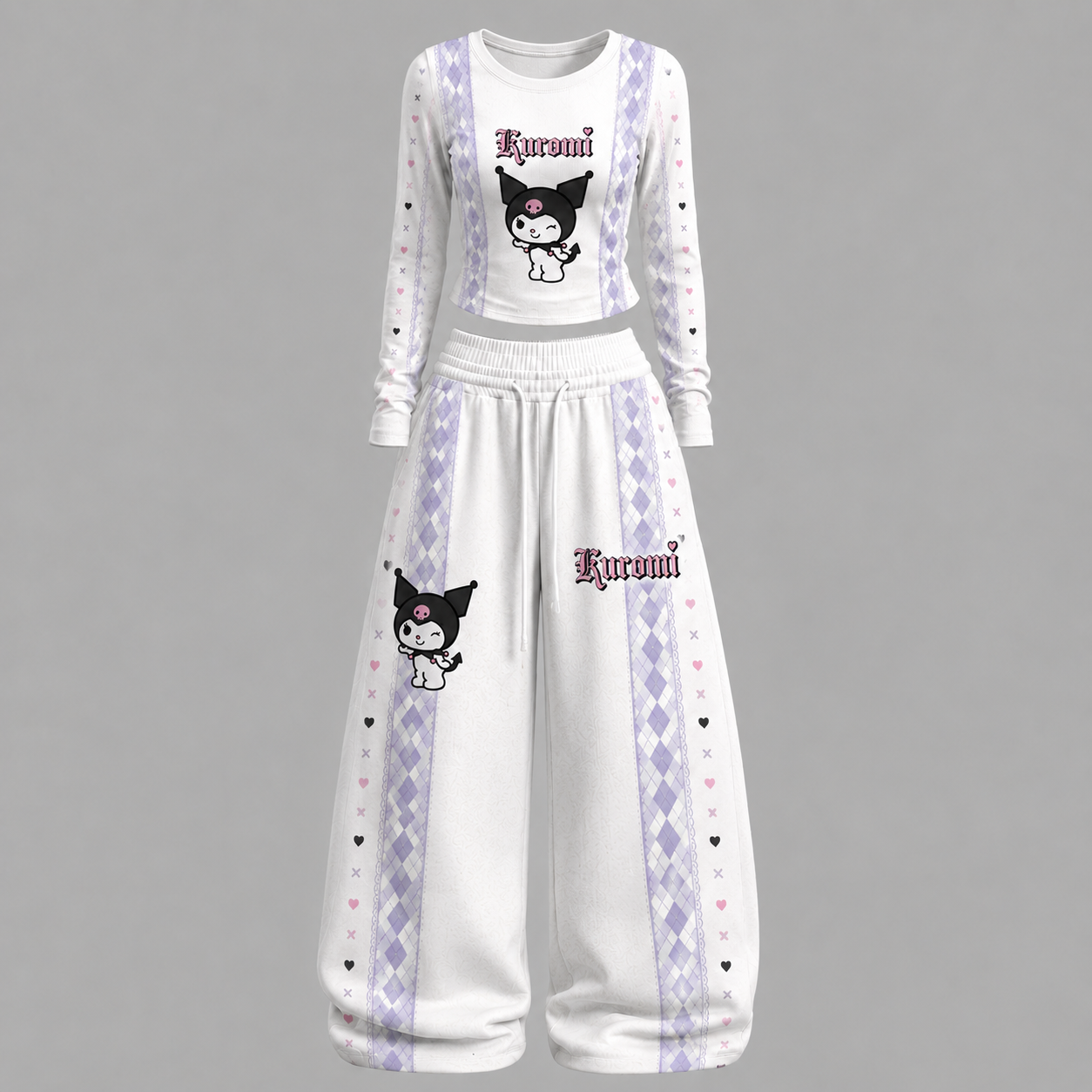 Kuromi Long-sleeved double-layer stretch pants set