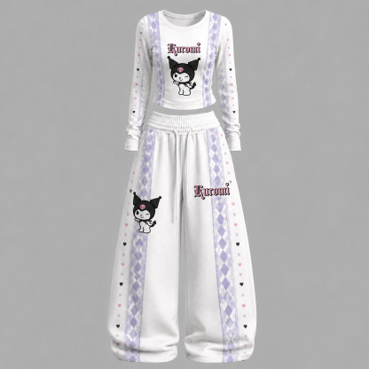 Kuromi Long-sleeved double-layer stretch pants set