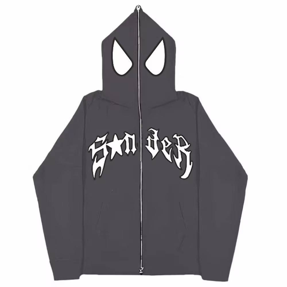 Spiderman Eye Mask Couple Hoodies Best Material- Y2K Streetwear Graphic Zip-Up Sweatshirt for Men and Women
