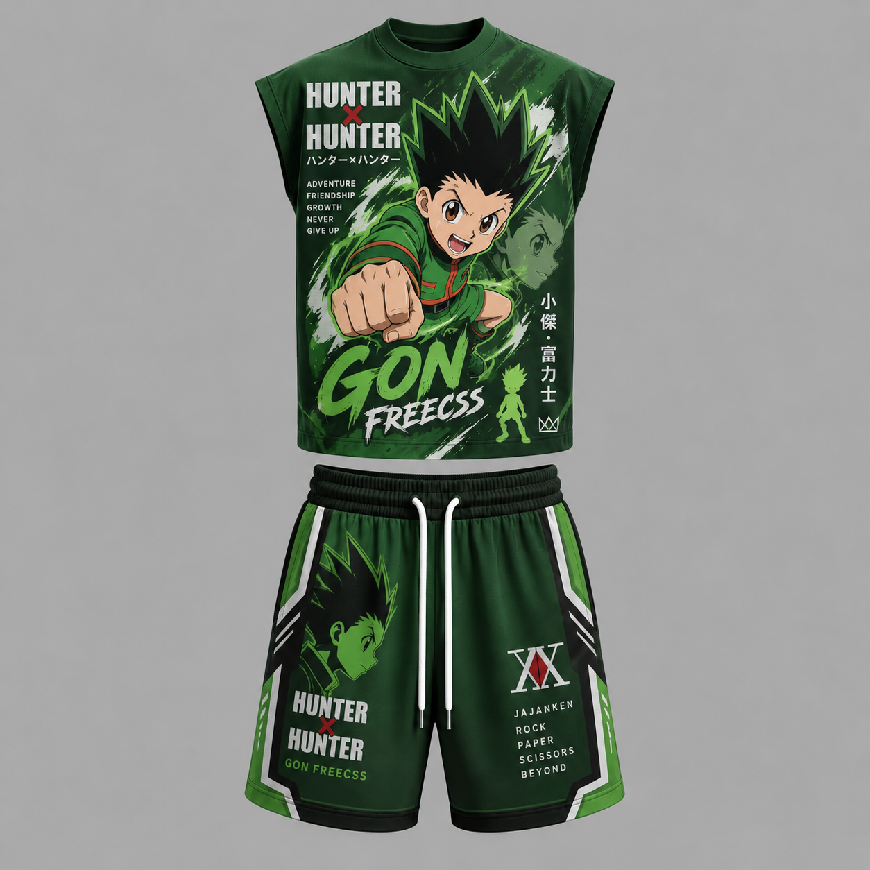 Hunter × Hunter Gon Freecss Sleeveless Tank Top & Shorts Two-Piece Streetwear Set