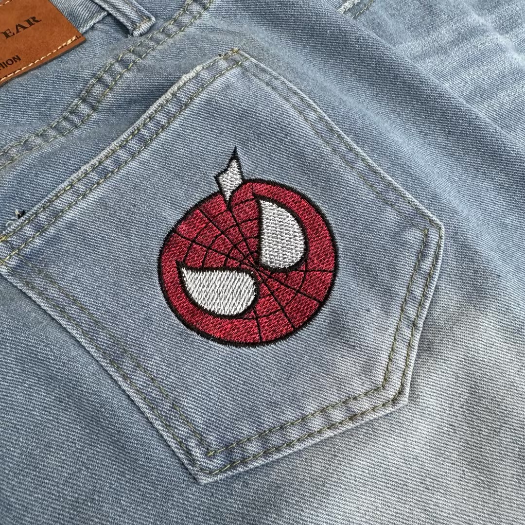 Spider Embroidery Jeans